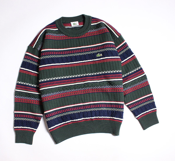レディース 極美品 LACOSTE ラコステ ボーダー ニット ダウン M