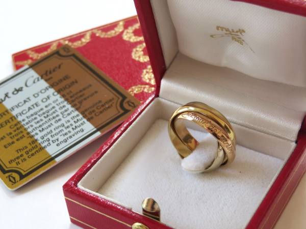 本物】Cartier 3連 トリニティ ドゥ カルティエ リング 18K 52 12号 