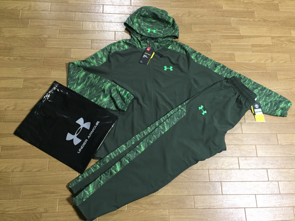 新品 アンダーアーマー★セットアップ上下★迷彩★L★緑