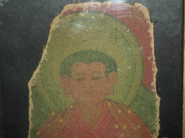 骨董市 掘り出し品中国唐時代 敦煌莫高窟壁画 彩絵 人物像 発掘品