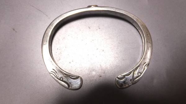 シルバー ゴールド装飾　イーグル バングル　ゴローズ ？ goros ゴローズ 金メタル付きイーグル顔バングル sizeS_old 【公式通販】