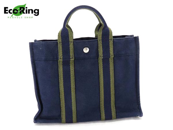 絶品】 1円 HERMES エルメス フールトゥPM キャンバス シルバー金具