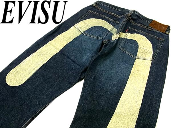 ○人気○EVISU エヴィス カモメ デニムパンツ W36 ジーンズ インディゴ 濃紺 塩谷ブラザーズ ペイント SIOTANI BROTHERS 大きめサイズ
