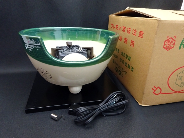 美品■野々田 風炉型電熱器 F411 織部紅鉢■B型（裏千家）