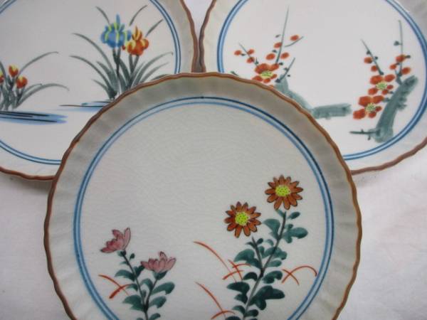 ☆K1382 九谷焼 銘々皿 5枚揃 泰幸 絵変わり 皿 和食器 共箱(皿)｜売買