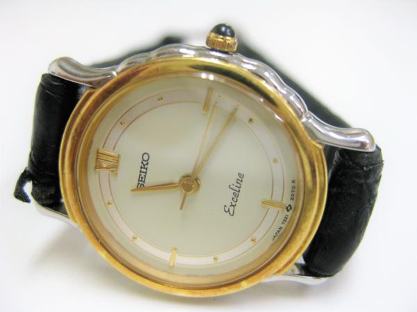 ☆SEIKO/セイコー Exceline エクセリーヌ 3針クォーツ SS×18KTベゼル 7321-0450 稼働品☆