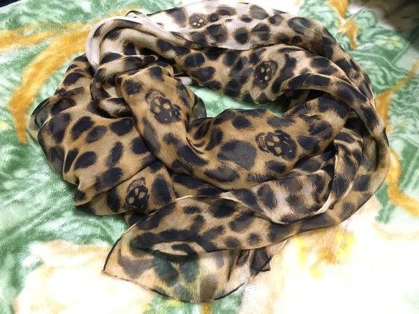 ALEXANDER McQUEEN 大判ストール　スカル　レオパード　豹柄 Alexander McQueen 12SS 定価5万↑ レオパード スカル ストール