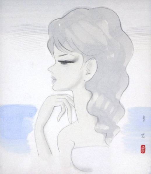 セール，豊富な 東郷青児「婦人像」水彩画 真作 1000円～ 鑑定書付