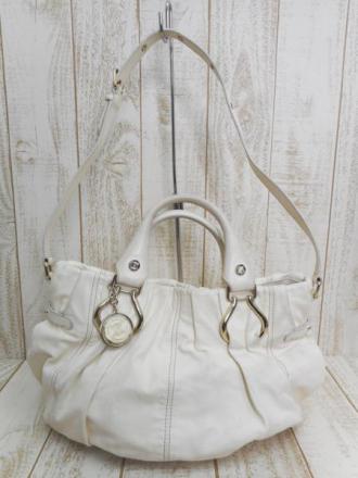 【豊富な，大人気】 CELINE/セリーヌ：ピロースモール 2wayショルダーバッグ アイボリー/中古/USED/レディース/レザーバッグ/ハンドバッグ