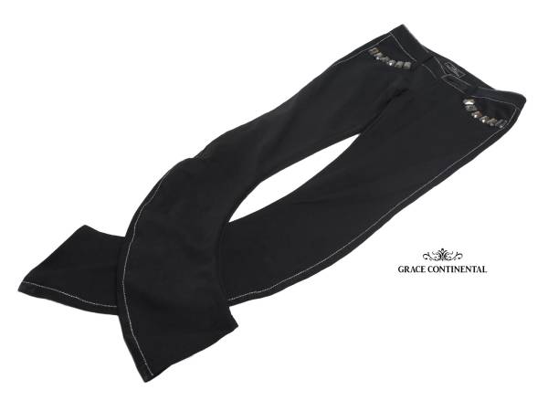 グレースコンチネンタル お洒落 スタッズビジュー付き パンツ 36 黒