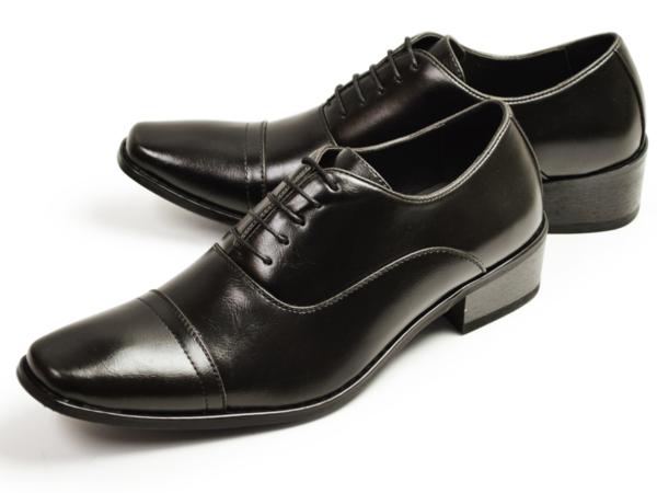 新品■送料無料【24.5cm】メンズ 5cmヒール ビジネスシューズ 脚長 イタリアンデザイン フォーマル 紳士靴 スクエアトゥ 身長アップ 男 靴