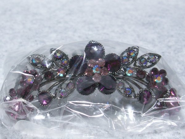 夜会巻きコーム フラワーソナタ ダークパープル　/リトルムーン_1