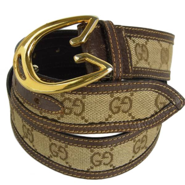 オールド グッチ GUCCI ヴィンテージ #70 GG レザー×キャンバス ベルト