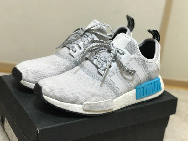 美品】adidas NMD r1 white cyon アディダス ホワイト 国内 正規品 27