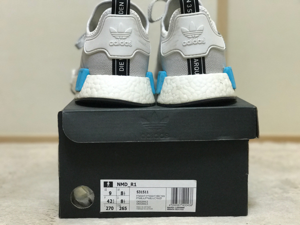 美品】adidas NMD r1 white cyon アディダス ホワイト 国内 正規品 27