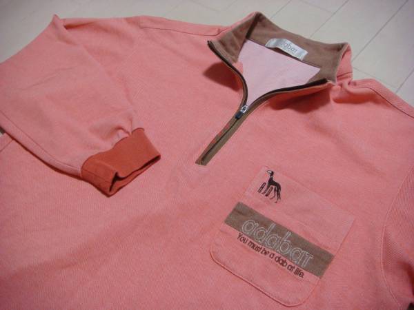 【送料164円】（美品） アダバット ハーフジップ 長袖シャツ コーラルピンク Lサイズ ニット セーター トレーナー adabat_1