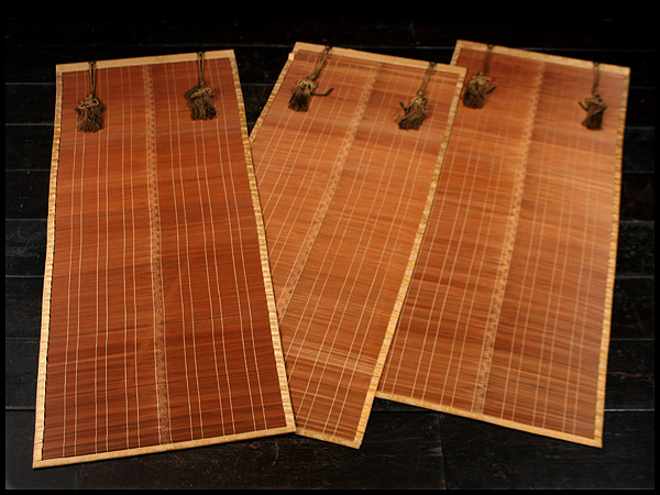 DM112 平絹縁取鉤付御簾・簀垂・竹簾子・茶竹簾 三張☆間仕切茶道具和家具