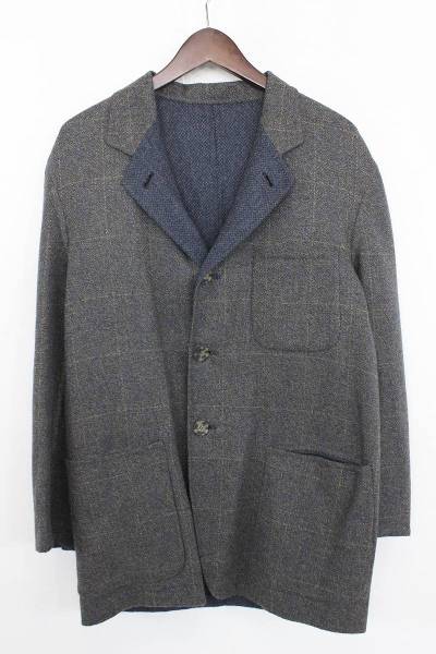 エルメネジルドゼニア Ermenegildo Zegna カシミアリバーシブルジャケット 48 グレー×ネイビー 【99】