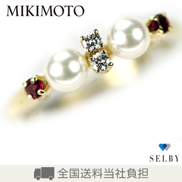 ミキモト K18 ベビーパール ルビー ダイヤモンド リング 【値下げ ダウンダウン2週目】 SELBY
