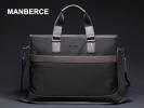 1円～【MANBERCE】メンズお洒落ビジネスバッグ 14インチPC 帆布 灰
