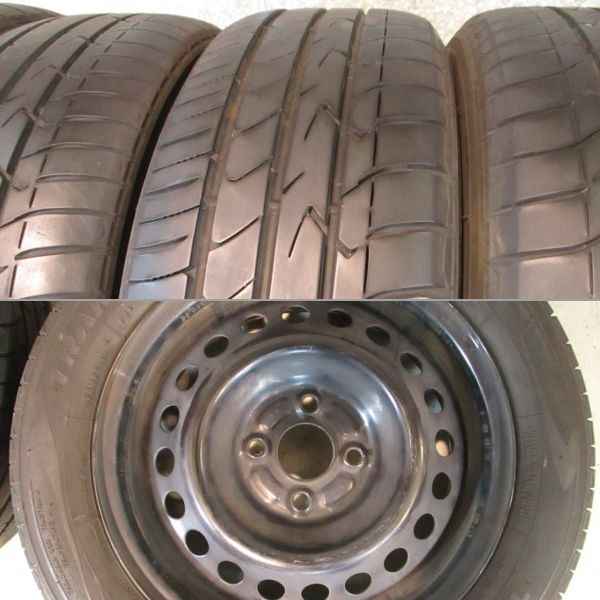 ☆::2015年製 6～8分山::☆TOYO TRANPATH mpZ 185/60R15／スチール（鉄チン）ホイール 5.5J 4穴 100／4本／ヴィッツ フィット等