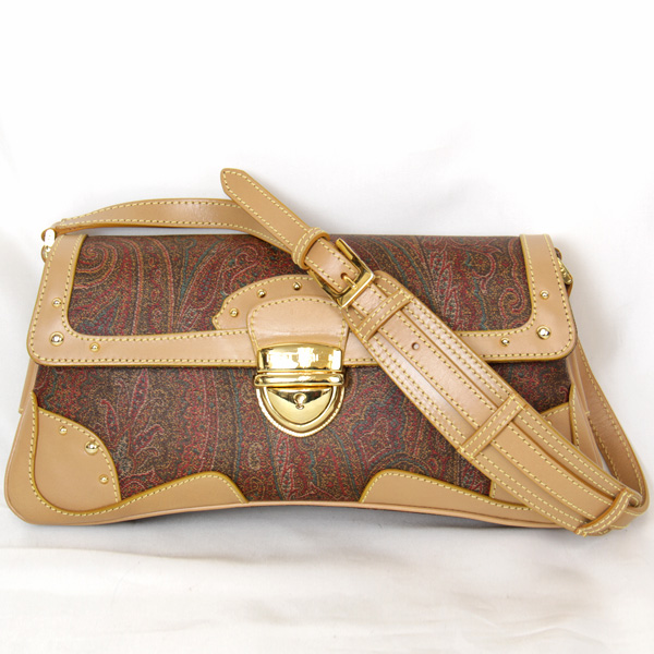 美品『USED』ETRO/エトロ ショルダーバッグ ペイズリー柄 ブラウン系