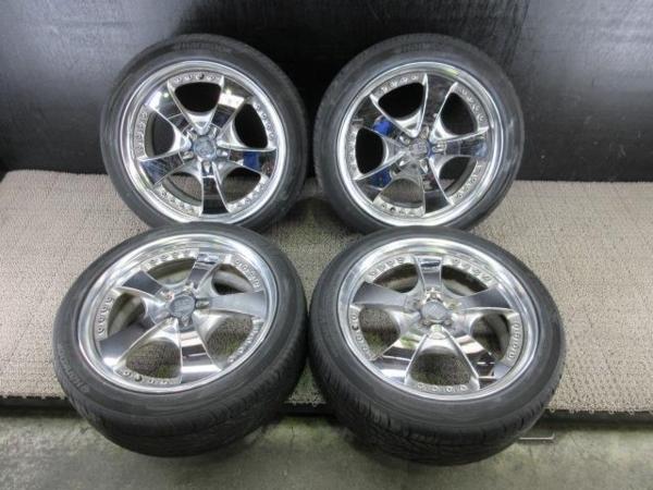 ☆メッキホイール ワーク LS 17x7.5J +40 4H 114.3 4本セット タイヤ付