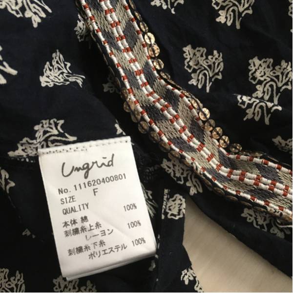 ☆ungrid 刺繍 ブラウス スパンコール シフォン ネイビー