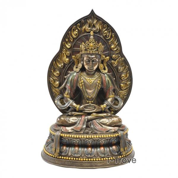阿弥陀如来 仏像ブロンズ風彫刻仏教美術宗教エスニック置物チベット