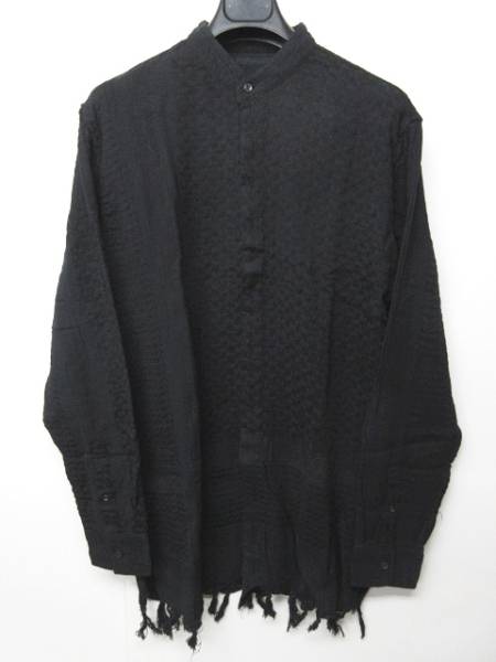 未使用品 24カラッツ 24karats ダブルエックスフォー XX FOUR バンドカラーシャツ フリンジ 長袖 黒 ブラック M 0522 メンズ