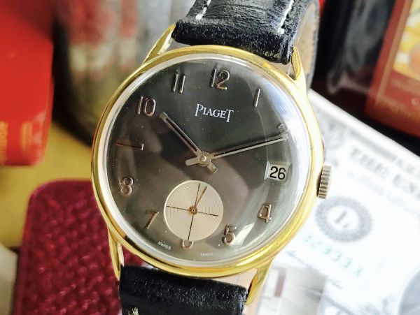 【希少な美品!!】PIAGET ピアジェ★アッシュ２トーン文字盤の豪華なアンティーク腕時計 手巻き 本革 SS バーハンド カレンダー デイト 良好