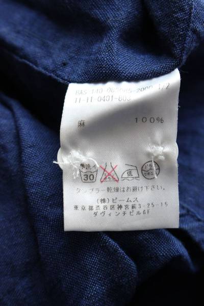 BEAMS◆長袖シャツ/L/リネン/NVY