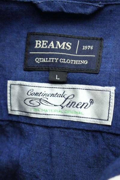 BEAMS◆長袖シャツ/L/リネン/NVY