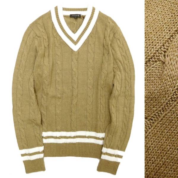 【最旬 サマーニット】定価3.1万 新品 MACKINTOSH LONDON マッキントッシュ ロンドン Vネック コットンチルデンニット M / 62639