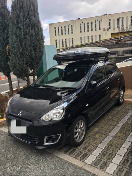 中古美品〕INNO BRQ55 ルーフボックス セット〔使用頻度少〕(ルーフ 