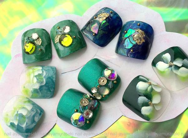 サイズ L グリーンペディキュア10セット 17春夏 足の爪フットネイルチップ 脚親指用緑カーキエメラルドオリーブセルフネイル爪用 青ベース 売買されたオークション情報 Yahooの商品情報をアーカイブ公開 オークファン Aucfan Com