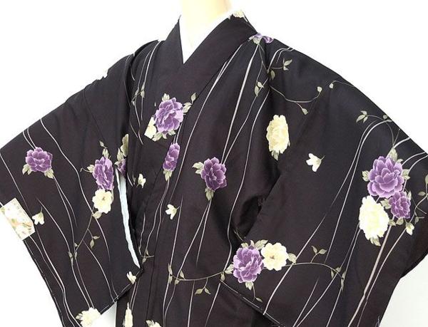 ★新品!★単衣洗える着物 ポリエステル小紋／Ｌ寸★p2515