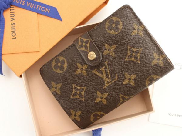1円 美品 ルイヴィトン モノグラム レザー 二つ折り 財布 レディース メンズ 革 ブランド がま口 ビジネス ポルトフォイユ　ヴィエノワ　Y4