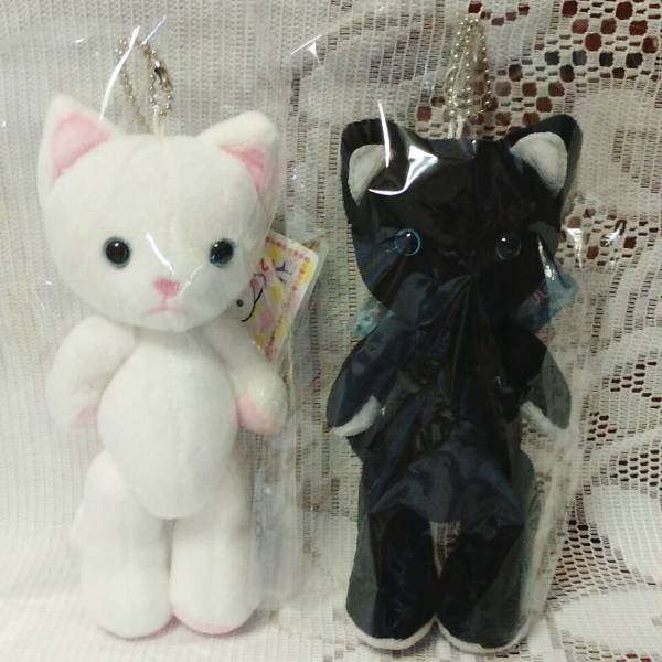 ねこめいと★白・黒２体セット　くまめいと　うさめいと　ねこ/猫/ネコ　ぬいぐるみ