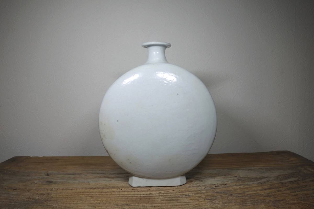 ■■本物　李朝時代　扁壺　李朝　白磁　壺　花器　古美術　アンティーク■■