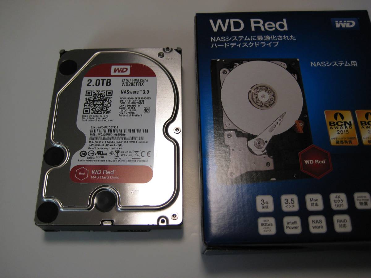 【ほぼ新品】Western Digital WD Red WD20EFRX 2TB 3.5インチ SATA