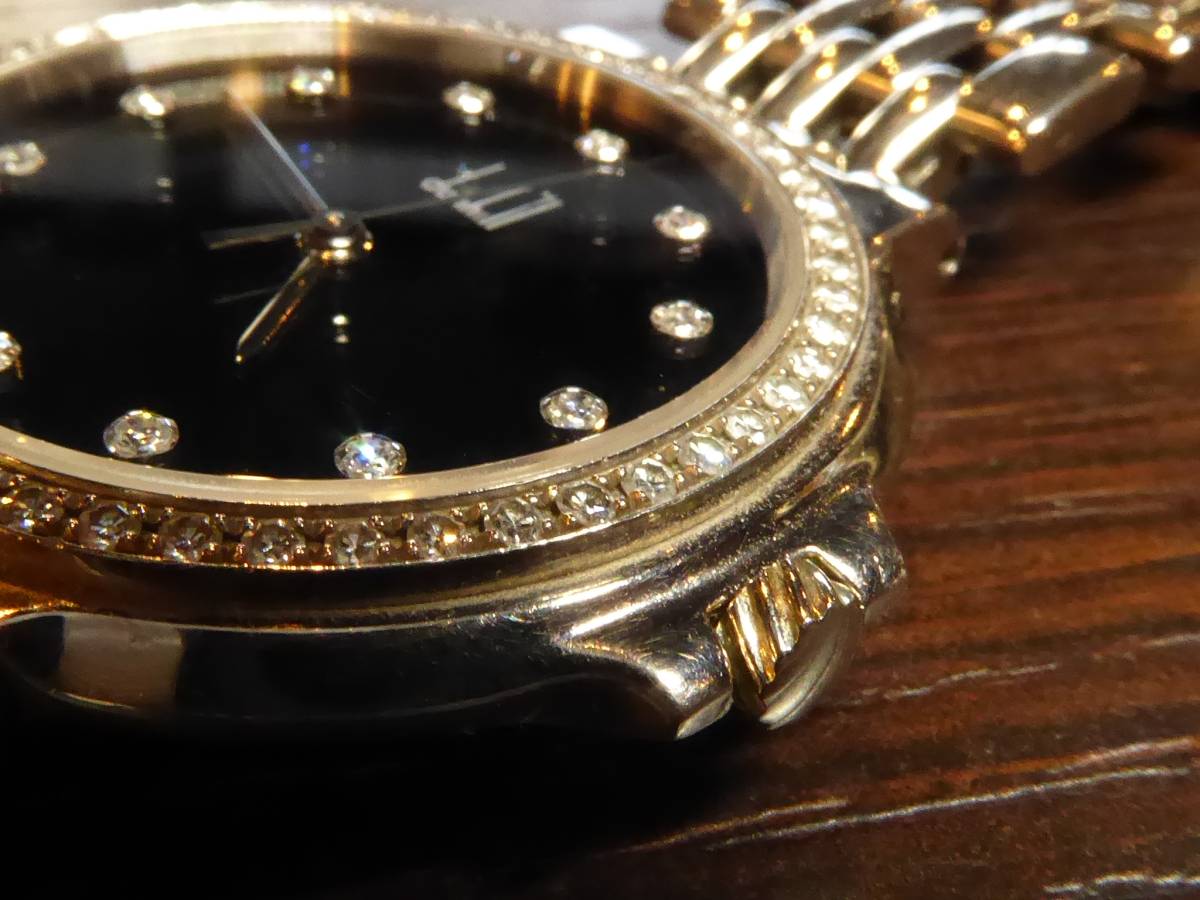 ダンヒル エリート 腕 時計 K18 12P ダイヤ ダイヤベゼル 金無垢 