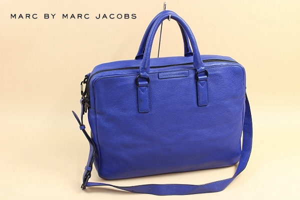 ★マークバイ マークジェイコブス 2WAY 本革 レザー ショルダー ボストン バッグ 青