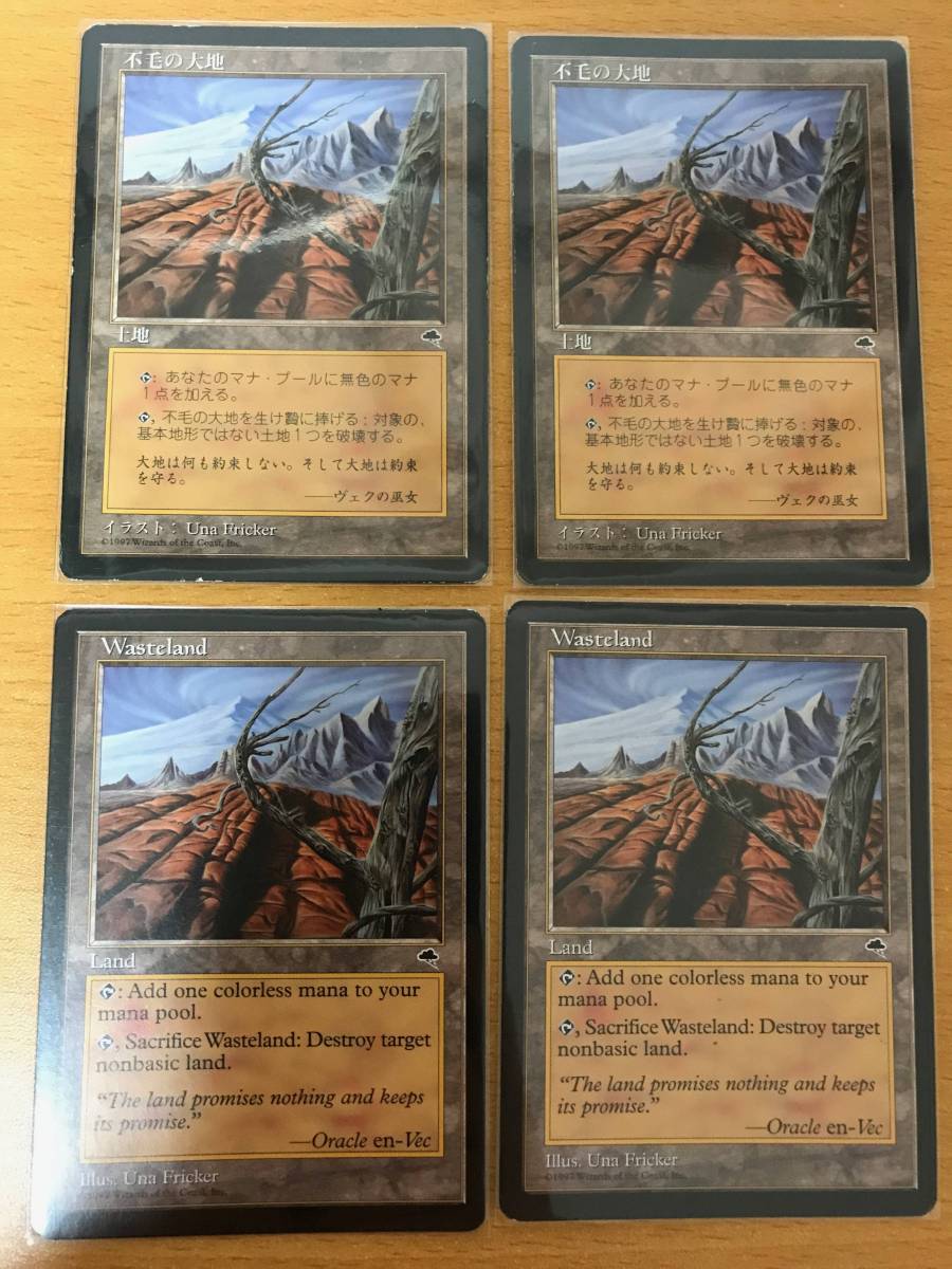 MTG 不毛の大地 4枚セット（英語2枚/日本語2枚） TMP テンペスト MTG 不毛の大地 テンペスト版 4枚セット（日本語2枚、英語2枚）