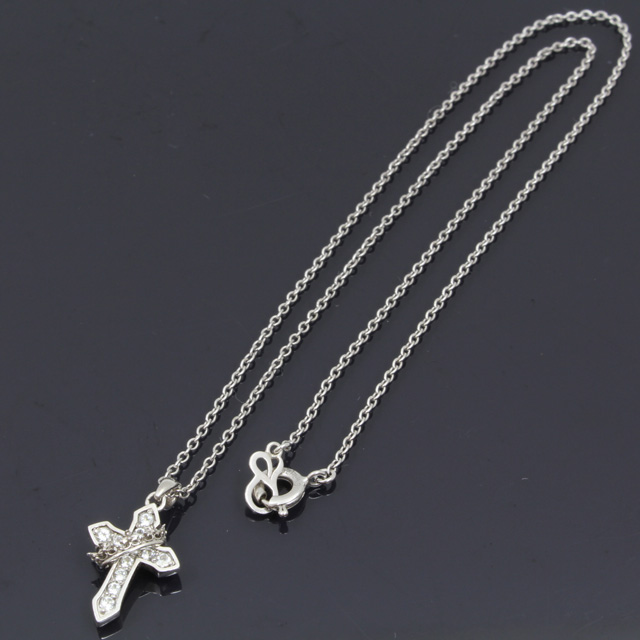 e2999 美品 ジャスティンデイビス シルバー925 クラウン クロス ネックレス レディース 十字架 王冠 ペンダント