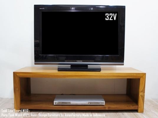 チーク無垢材 ローテーブル テレビ台110cmNAt 32インチ バリ家具 チーク材 アジアン家具 オーディオラック