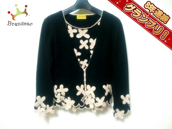 ホコモモラ JOCOMOMOLA トップス アンサンブル 黒×レッド レディース フラワー 美品