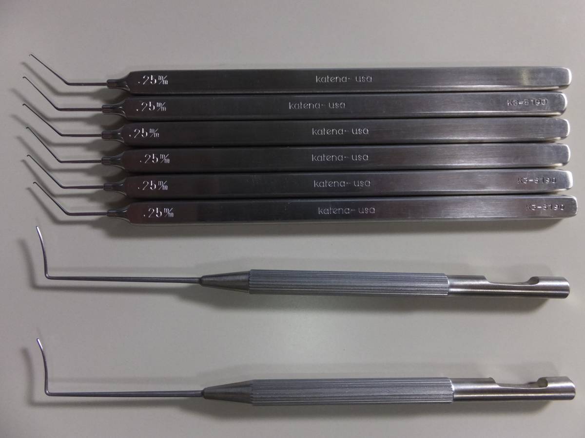 【眼科・手術】シンスキーレンズフック(K3-5190)６本と、ピンクホースト氏スパーテル2本まとめて【即決有・中古】