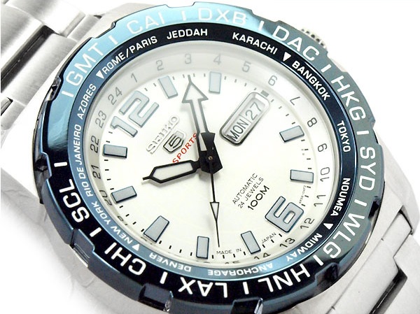 新品 正規品 希少品！激レア！セイコー5スポーツ自動巻き 手巻き付き機械式メンズシルバーホワイトダイアル シルバーステンレスベルト時計