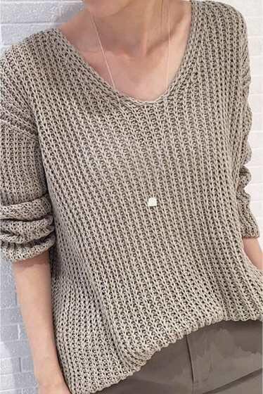 plage プラージュ 片畔ニット ベージュ